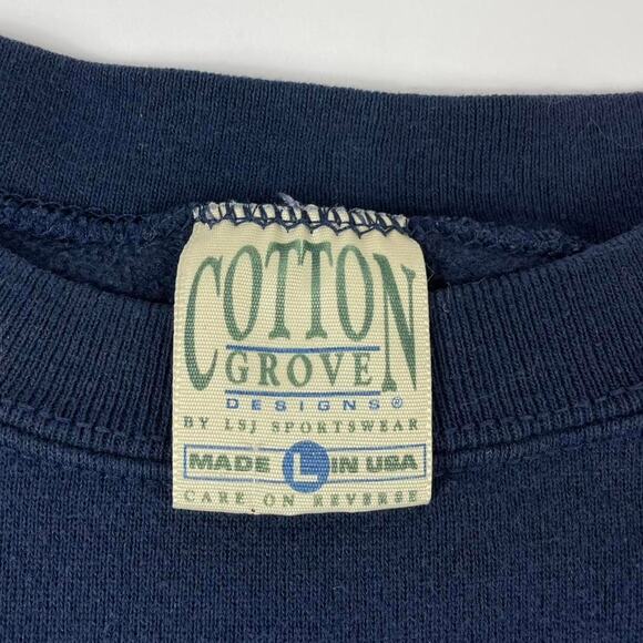 Vintage Fishing to Hunting Mens Funny Comedy Gag Gift Navy Crewneck Size Large - Picture 8 of 8